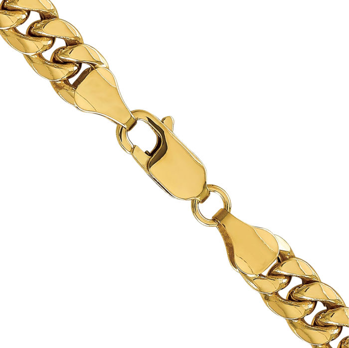 10K Solid Yellow Gold 6.75mm Miami Cuban Curb Link Chain Necklace