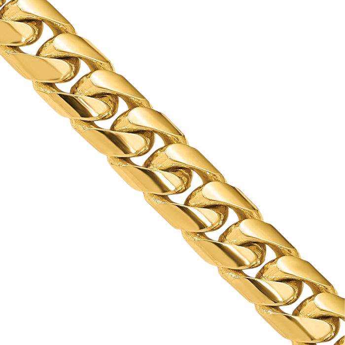 10K Solid Yellow Gold 7.3mm Miami Cuban Curb Link Chain Necklace