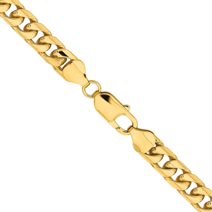 10K Solid Yellow Gold 7.3mm Miami Cuban Curb Link Chain Necklace