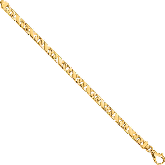 10K Solid Yellow Gold 6.7mm Curb Link Chain Bracelet