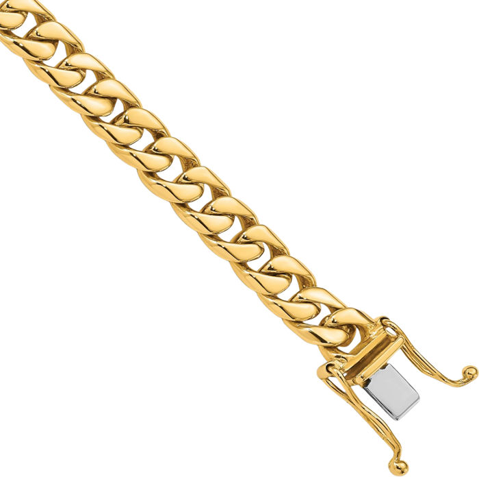 10K Solid Yellow Gold 6.8mm Curb Link Chain Bracelet