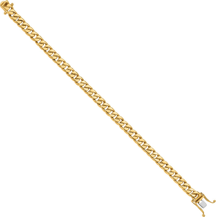 10K Solid Yellow Gold 6.8mm Curb Link Chain Bracelet