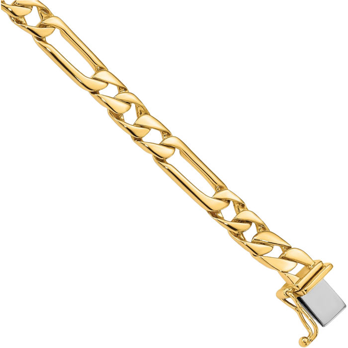 10K Solid Yellow Gold 6mm Figaro Link Chain Bracelet