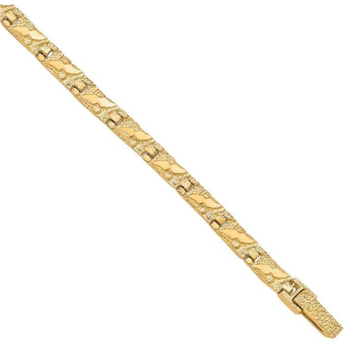 10K Solid Yellow Gold 6mm Chunky Nugget Chain Bracelet