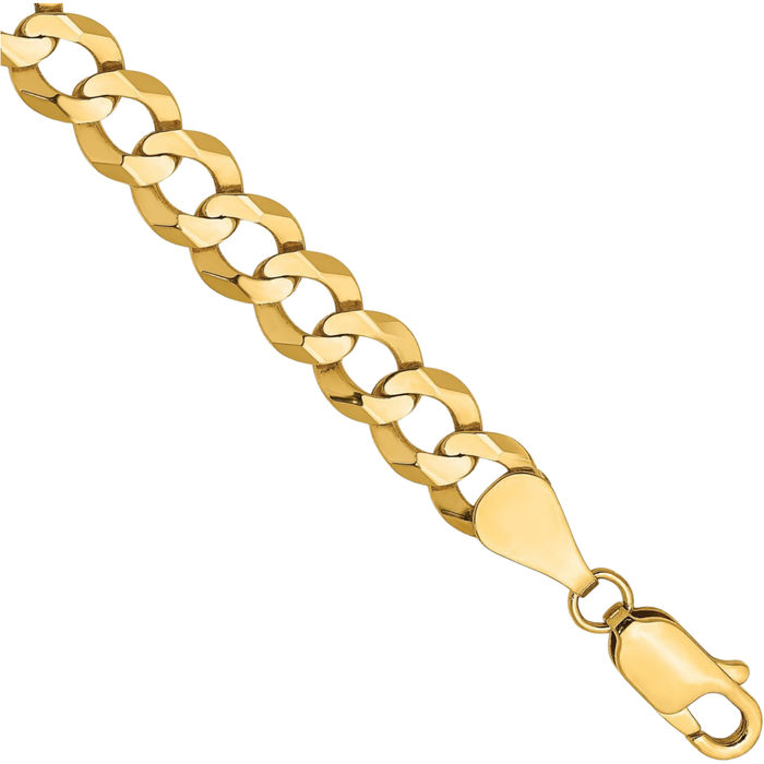 10K Solid Yellow Gold 7.2mm Cuban Curb Link Chain Bracelet