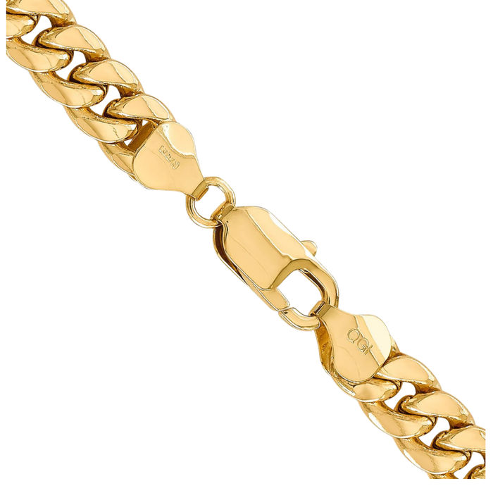 10K Solid Yellow Gold 7.3mm Miami Cuban Curb Link Chain Necklace