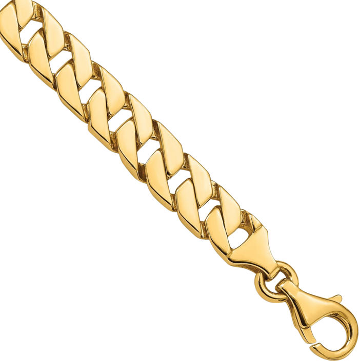 10K Solid Yellow Gold 7.4mm Curb Link Chain Bracelet