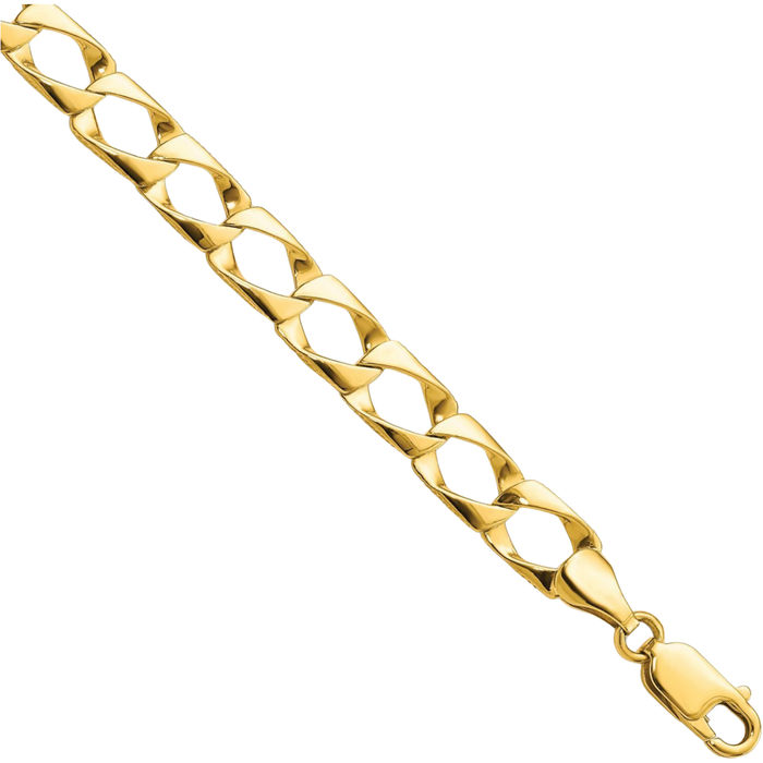 10K Solid Yellow Gold 7.4mm Link Chain Bracelet