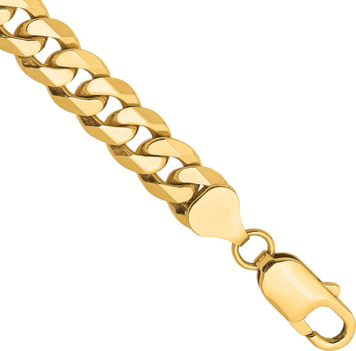 10K Solid Yellow Gold 7.75mm Curb Link Chain Bracelet