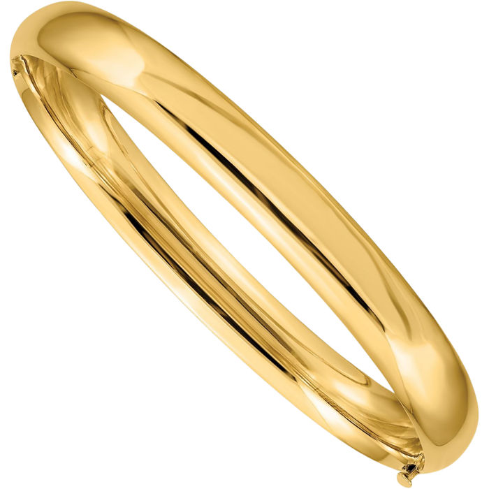 10K Solid Yellow Gold 7.90mm Bangle Bracelet