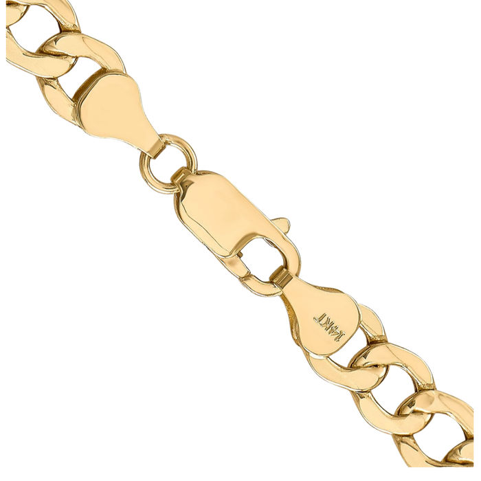 10K Solid Yellow Gold 7mm Curb Link Chain Necklace