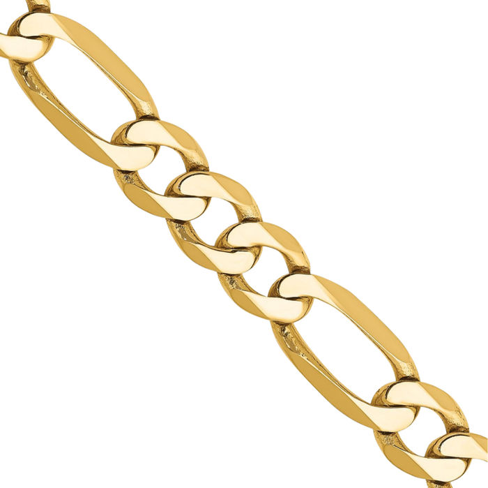 10K Solid Yellow Gold 7mm Figaro Link Chain Bracelet