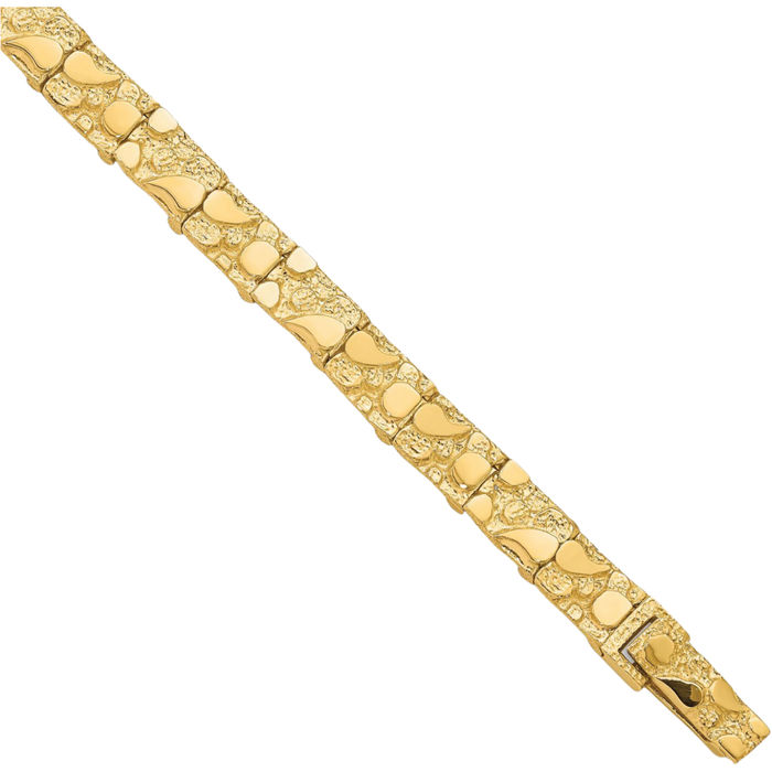 10K Solid Yellow Gold 7mm Chunky Nugget Chain Bracelet