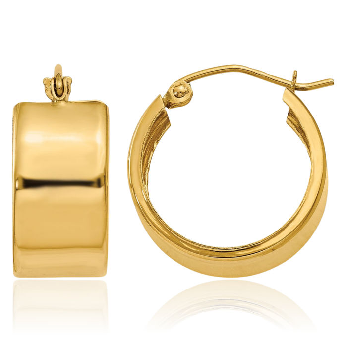 10K Solid Yellow Gold 8.25mm Round Small Hoop Earrings