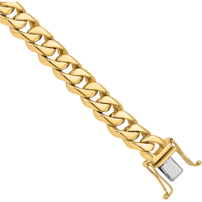 10K Solid Yellow Gold 8.5mm Classic Curb Link Chain Bracelet