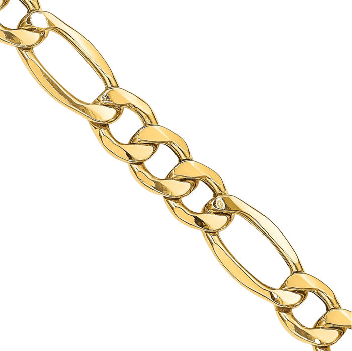 10K Solid Yellow Gold 8.5mm Figaro Link Chain Necklace