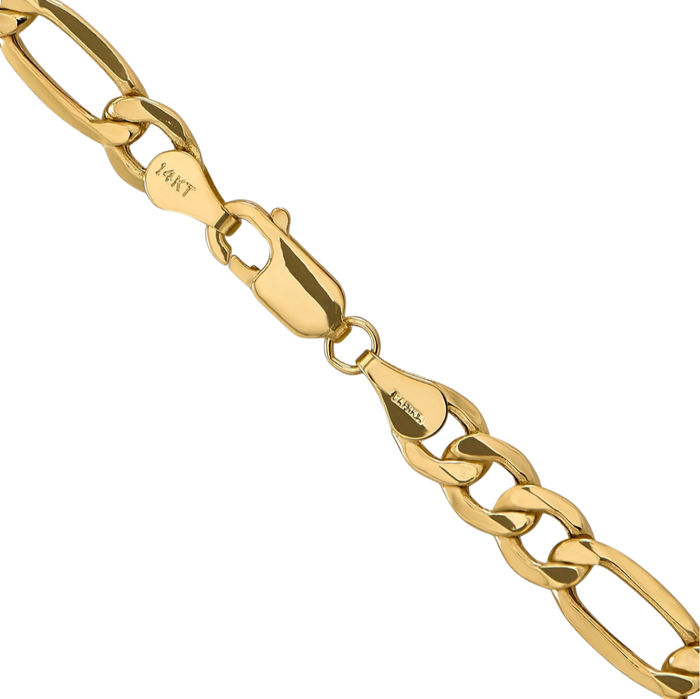 14K Solid Yellow Gold 8.5mm Figaro Link Chain Necklace