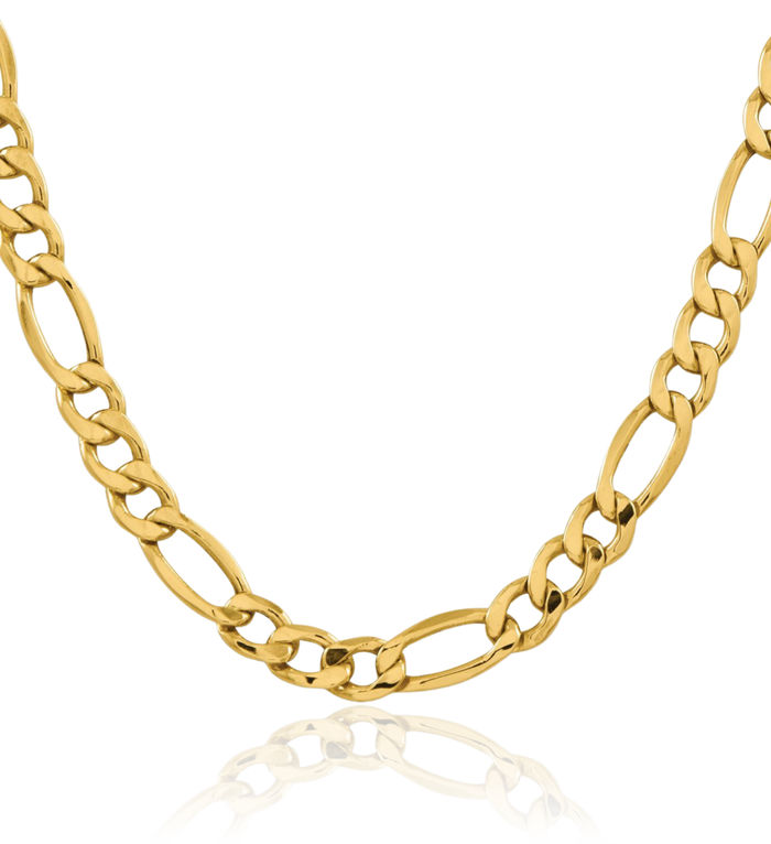 10K Solid Yellow Gold 8.5mm Figaro Link Chain Necklace