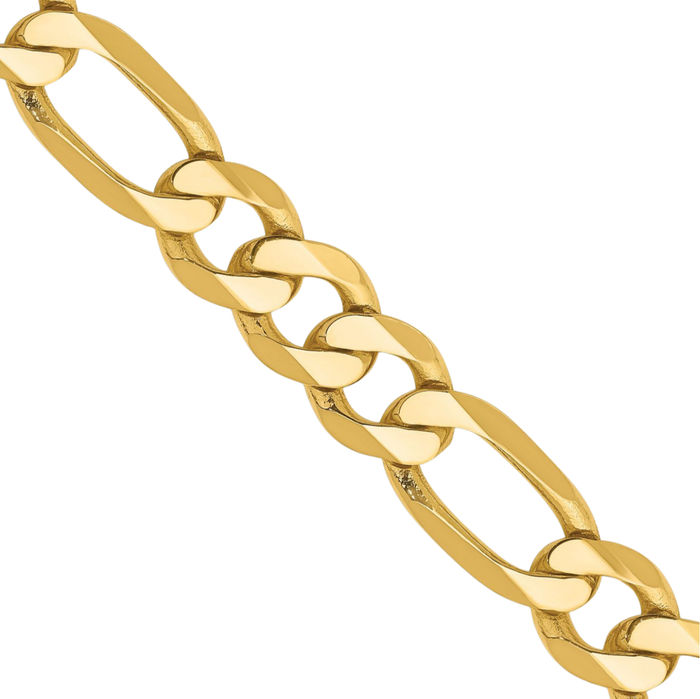 10K Solid Yellow Gold 8.75mm Figaro Link Chain Necklace