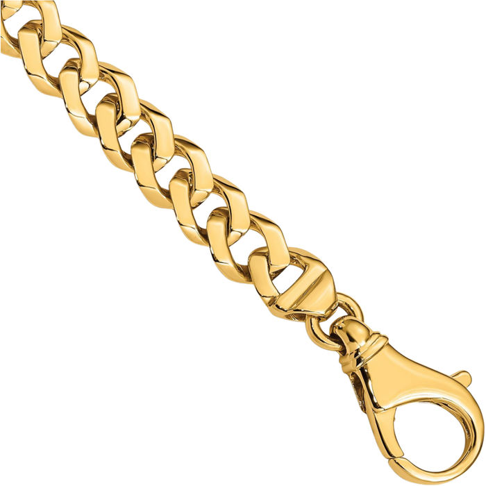 10K Solid Yellow Gold 8mm Curb Link Chain Bracelet