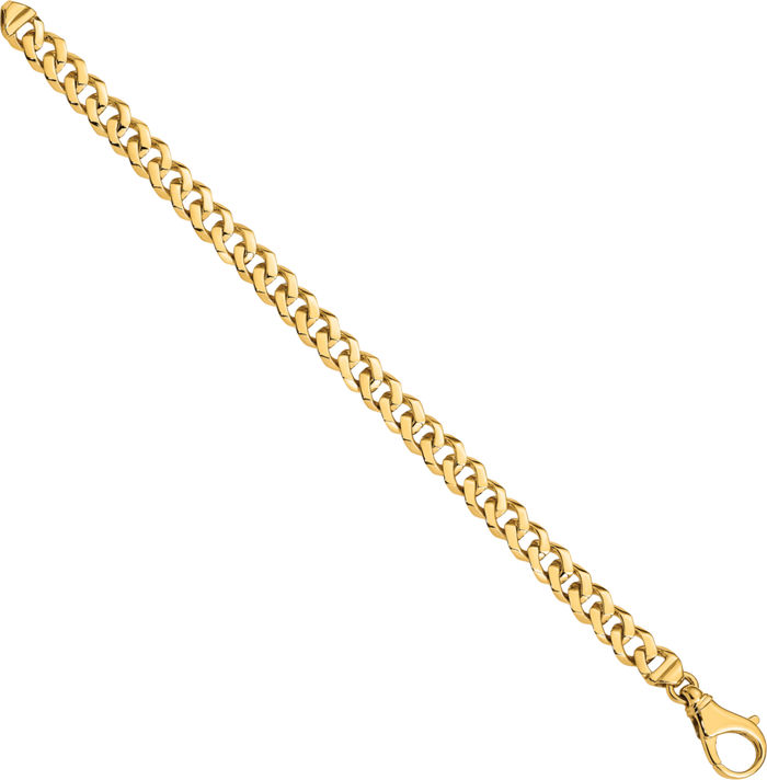 10K Solid Yellow Gold 8mm Curb Link Chain Bracelet