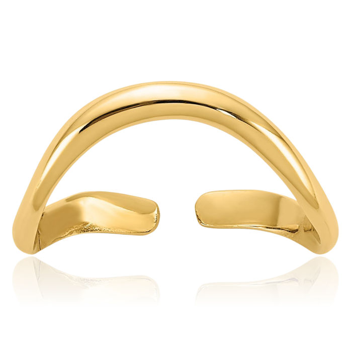 10K Solid Yellow Gold Adjustable Toe Ring Open Midi Band Summer Beach Jewelry