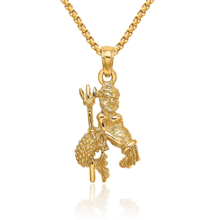 10K Solid Yellow Gold Aquarius Zodiac Necklace Water Bearer Horoscope Pendant January February Birthday Charm Astrology Jewelry