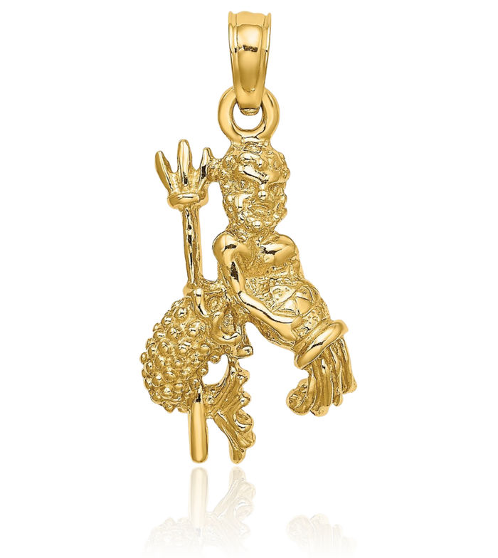 10K Solid Yellow Gold Aquarius Zodiac Necklace Water Bearer Horoscope Pendant January February Birthday Charm Astrology Jewelry