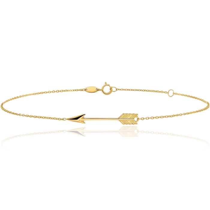 10K Solid Yellow Gold Arrow Anklet Summer Beach Foot Ankle Bracelet