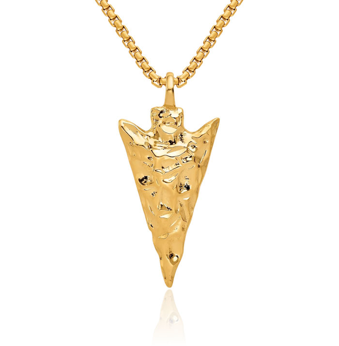 10K Solid Yellow Gold Arrow Head Necklace Chain Pendant Charm