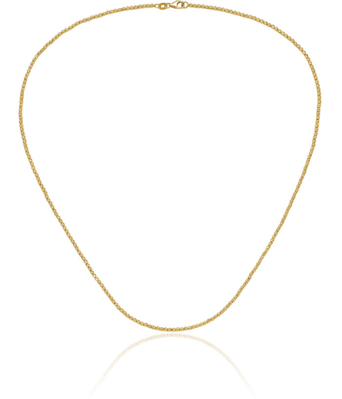 10K Solid Yellow Gold Beaded Ball Chain Necklace