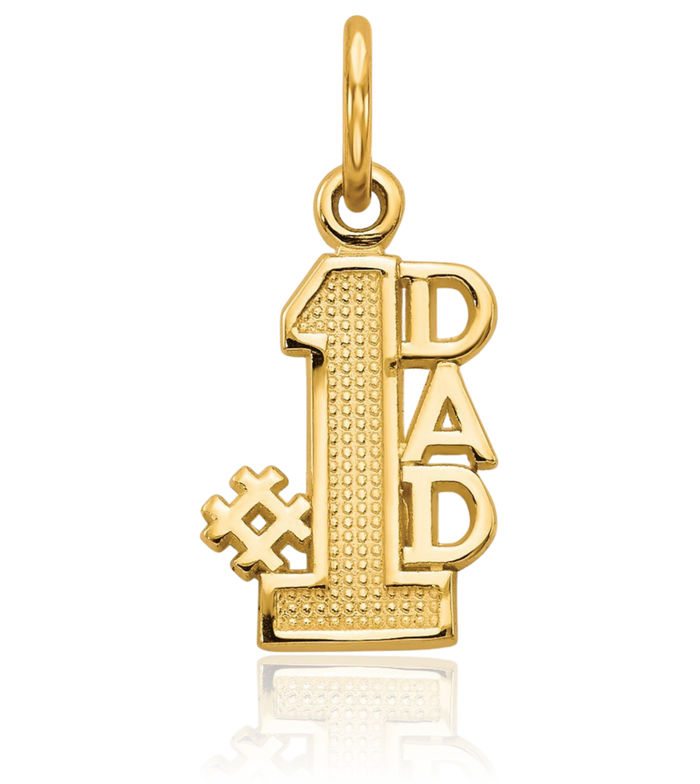 10K Solid Yellow Gold Best Dad Necklace Chain Pendant Charm