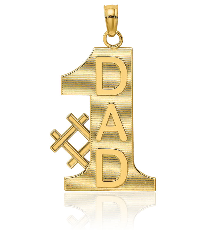 10K Solid Yellow Gold Best Dad Necklace Chain Pendant Charm