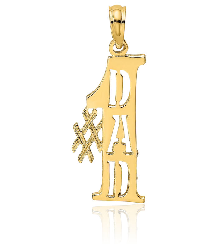 10K Solid Yellow Gold Best Dad Necklace Chain Pendant Charm