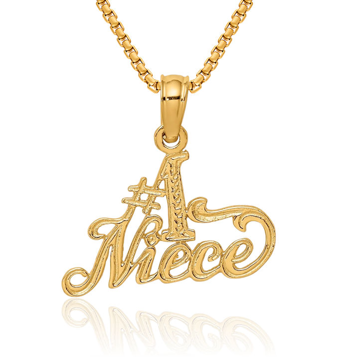 10K Solid Yellow Gold Best Niece Necklace Chain Pendant Charm