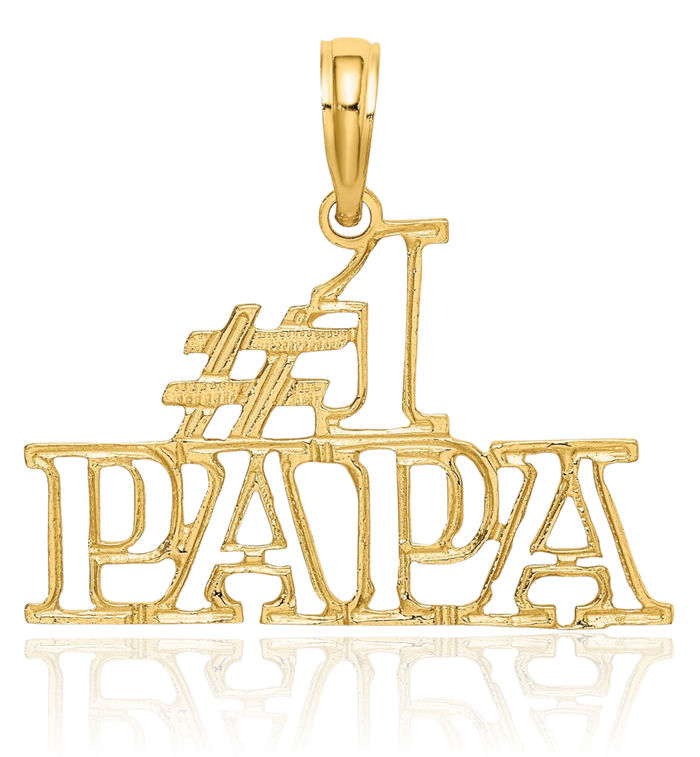 10K Solid Yellow Gold Best Papa Necklace Chain Pendant Charm