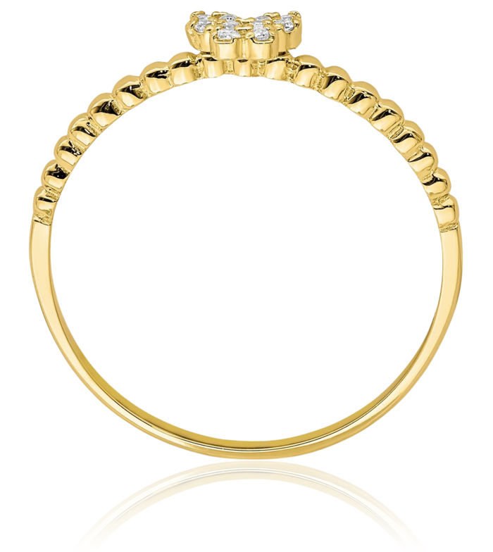 10K Solid Yellow Gold Butterfly Wings Cubic Zirconia CZ Statement Ring