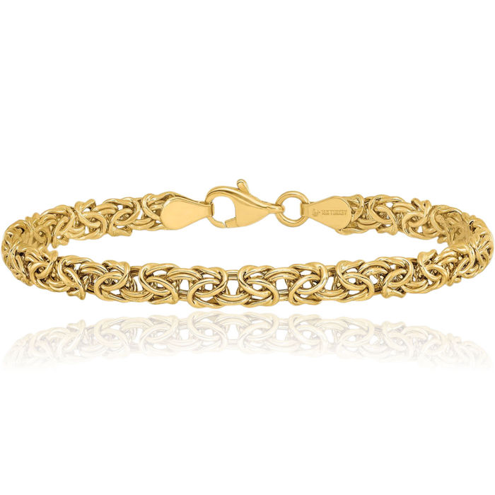 10K Solid Yellow Gold Byzantine Link Chain Bracelet