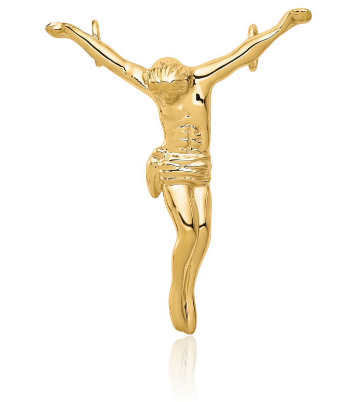 10K Solid Yellow Gold Corpus Jesus Christ Necklace Religious Chain Pendant Christian Faith Charm