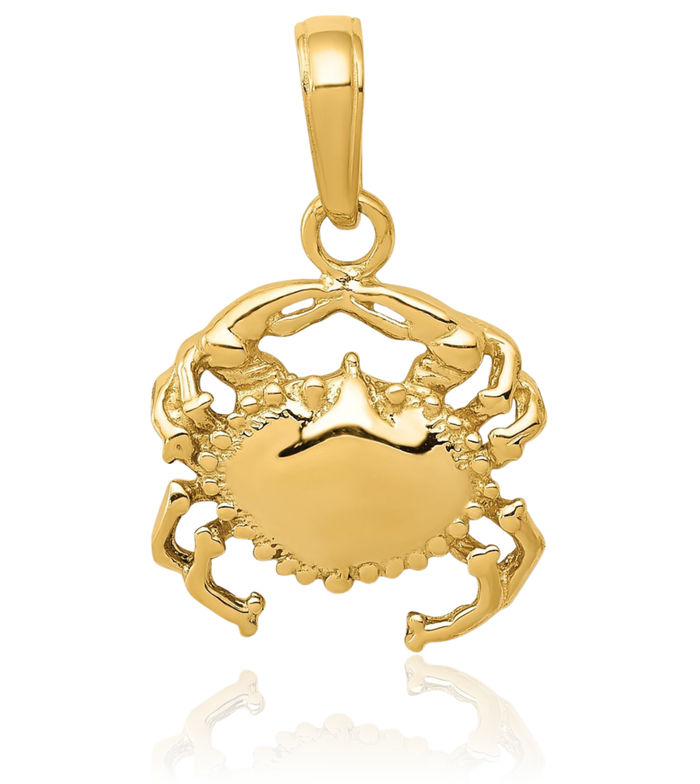 10K Solid Yellow Gold Crab Claw Necklace Chain Pendant Charm