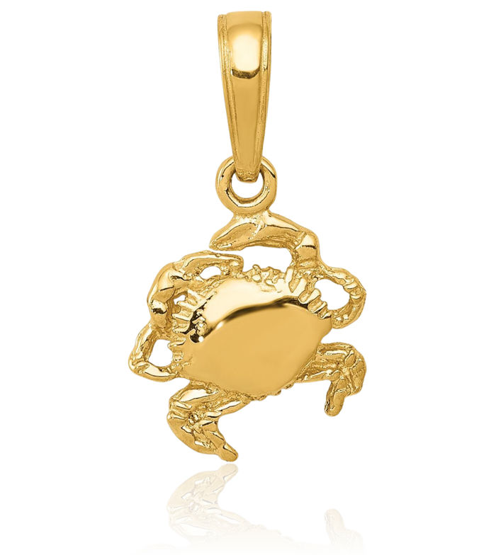 10K Solid Yellow Gold Crab Claw Necklace Chain Pendant Charm