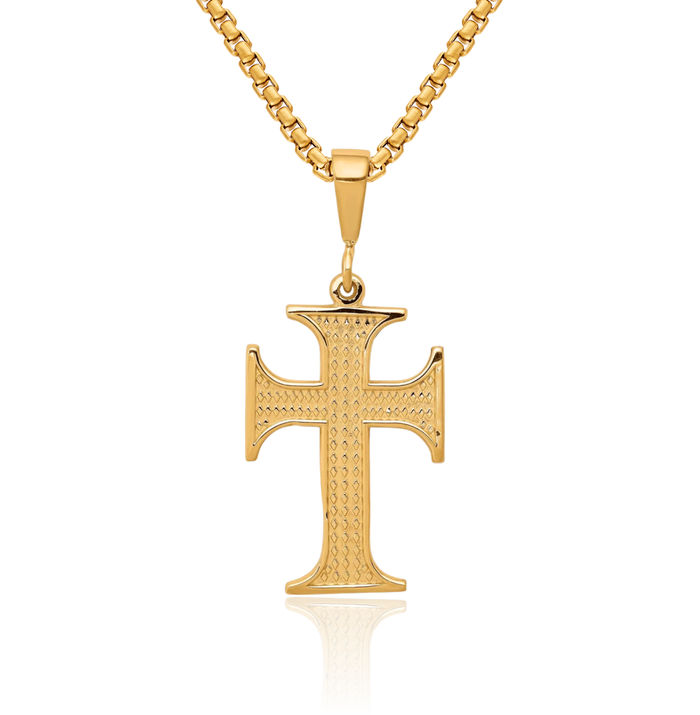 10K Solid Yellow Gold Holy Cross Necklace Religious Chain Pendant Jesus Christ Charm