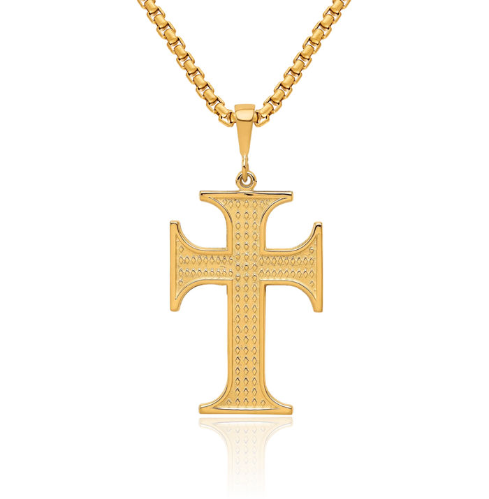 10K Solid Yellow Gold Holy Cross Necklace Religious Chain Pendant Jesus Christ Charm