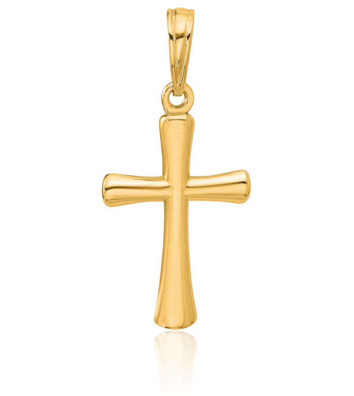 14K Rose Gold 22mm Beveled Cross Charm Pendant With Round Tips 14K Rose Gold 22mm Beveled Cross Charm Pendant With Round Tips