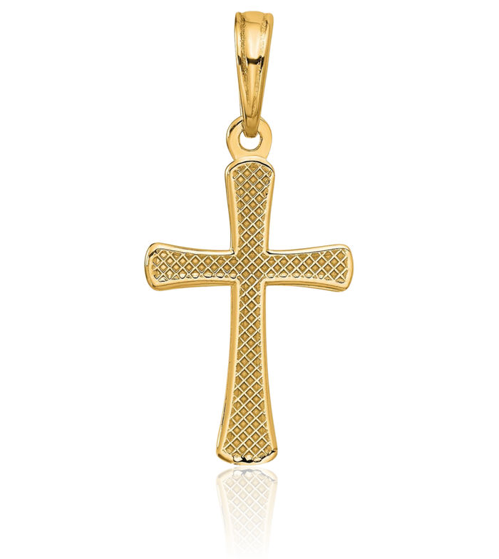 14K Rose Gold 22mm Beveled Cross Charm Pendant With Round Tips 14K Rose Gold 22mm Beveled Cross Charm Pendant With Round Tips