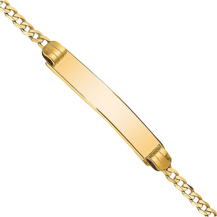 10K Solid Yellow Gold Curb Link Name Bar Identification ID Bracelet