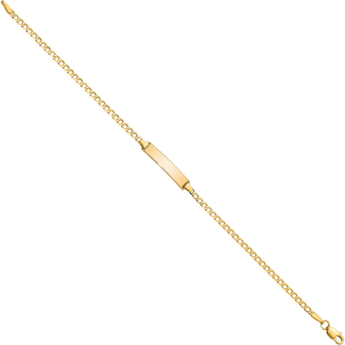 10K Solid Yellow Gold Curb Link Name Bar Identification ID Bracelet