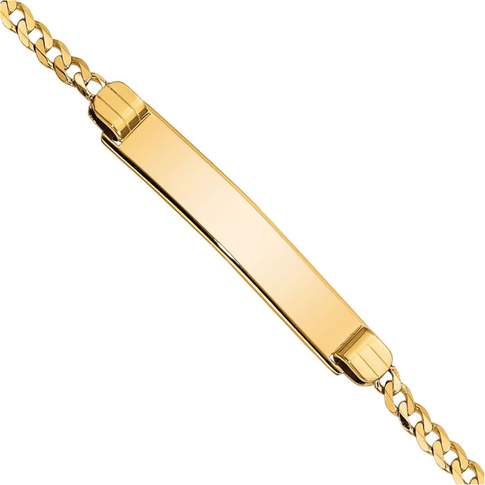 10K Solid Yellow Gold Curb Link Name Bar Identification ID Bracelet