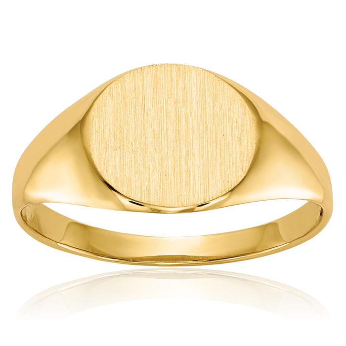 10K Solid Yellow Gold Custom Engraved Signet Ring Handmade Personalized Monogram Initial Letter Band