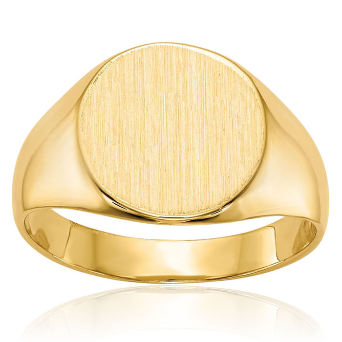 10K Solid Yellow Gold Custom Engraved Signet Ring Handmade Personalized Monogram Initial Letter Band